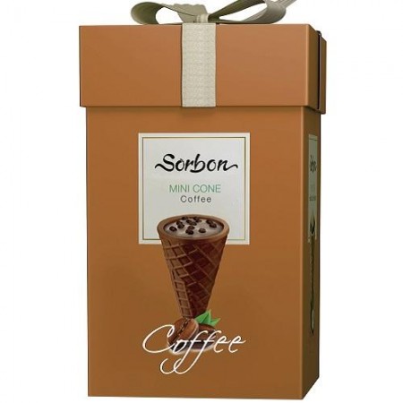 Мини-рожок хрустящий SORBON с какао начинкой (кофе и воздушные зерна) 200 гр